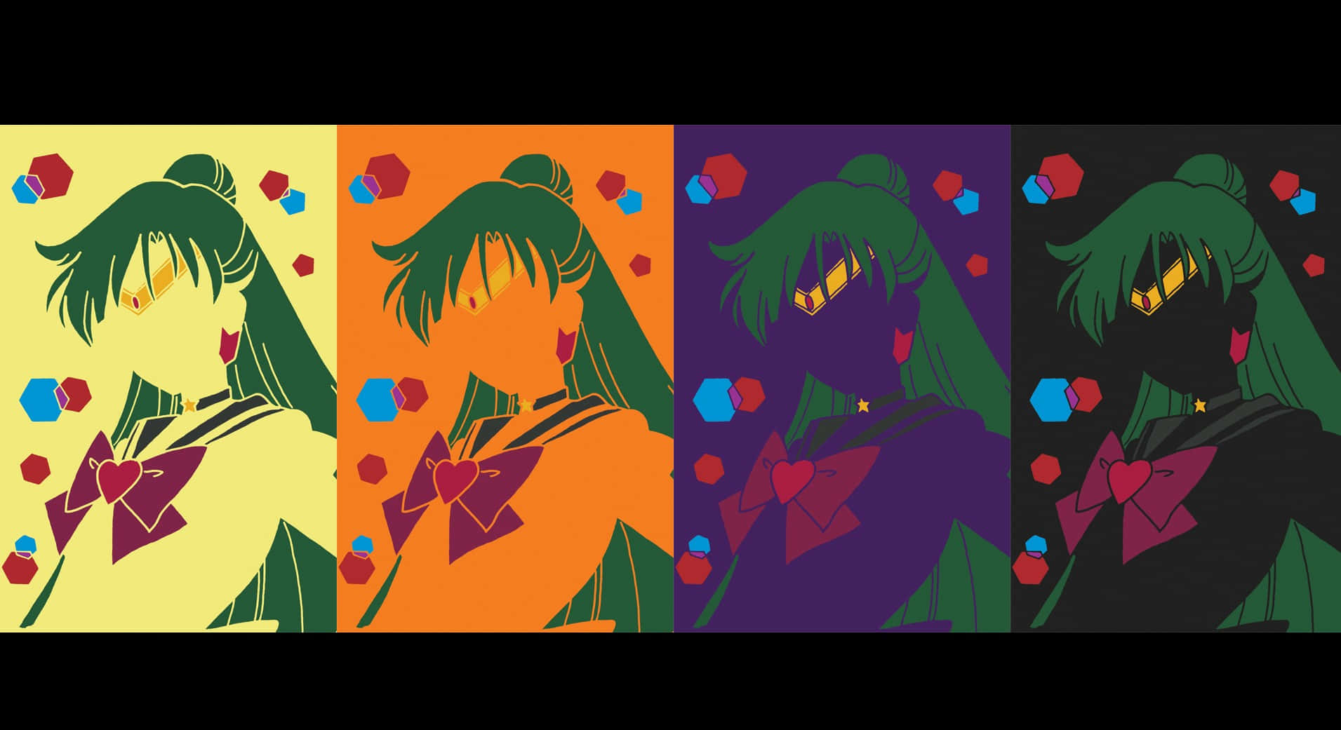 Sailor Pluto, green hair, heart-bow uniforms, HD Desktop Wallpaper
