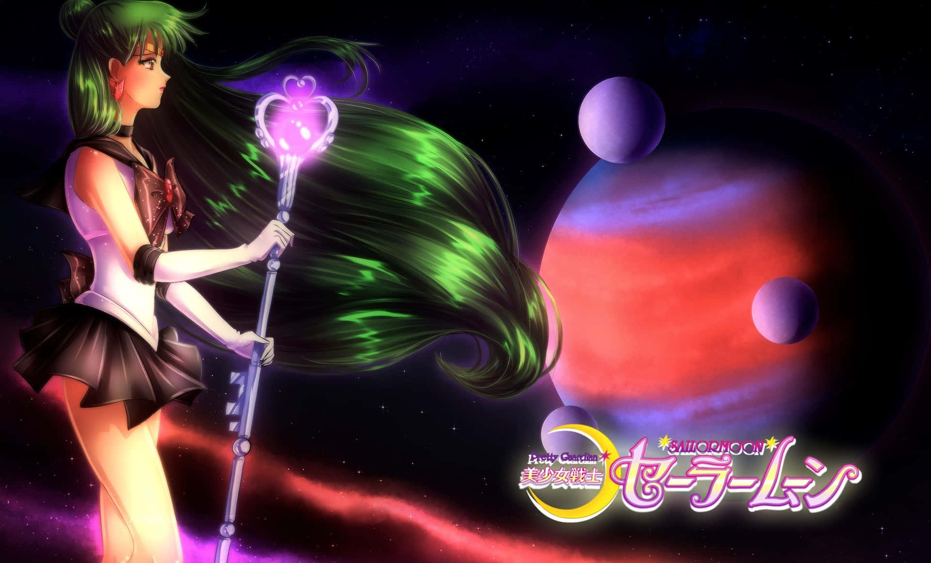 Sailor Pluto, green-haired anime girl, sailor uniform, Full HD Desktop Wallpaper