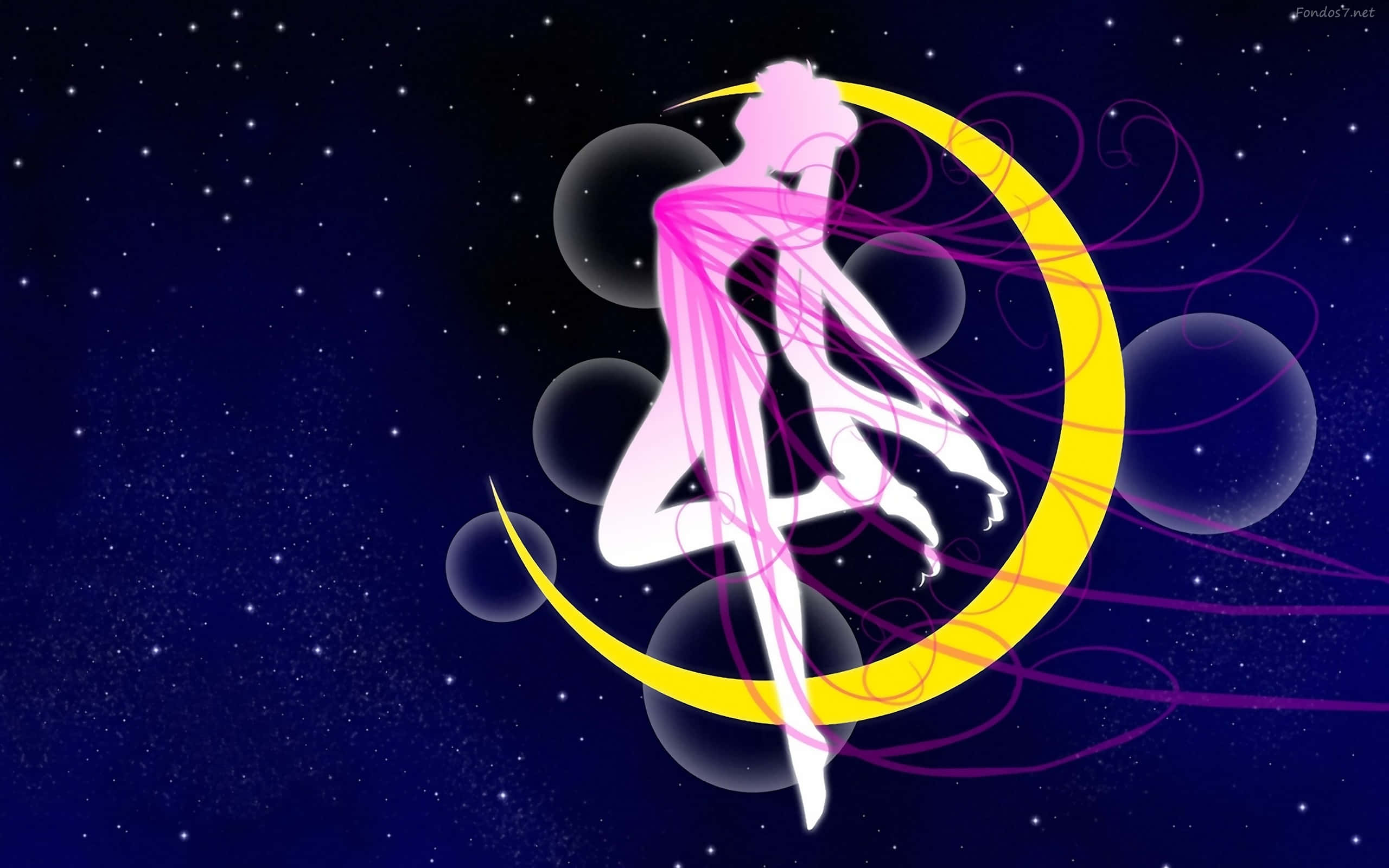 Sailor Pluto, time staff, crescent moon, 2K Desktop Wallpaper
