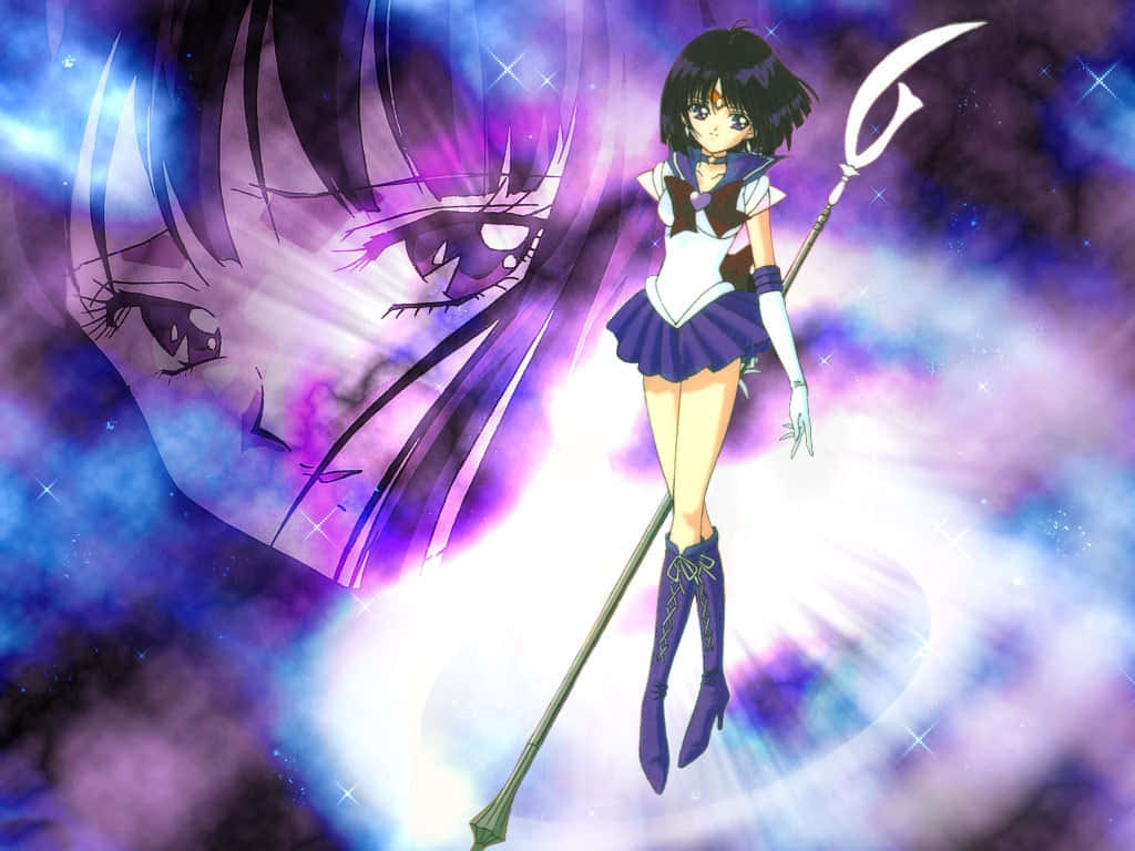 Sailor Saturn, sailor uniform, staff, SD Desktop Wallpaper