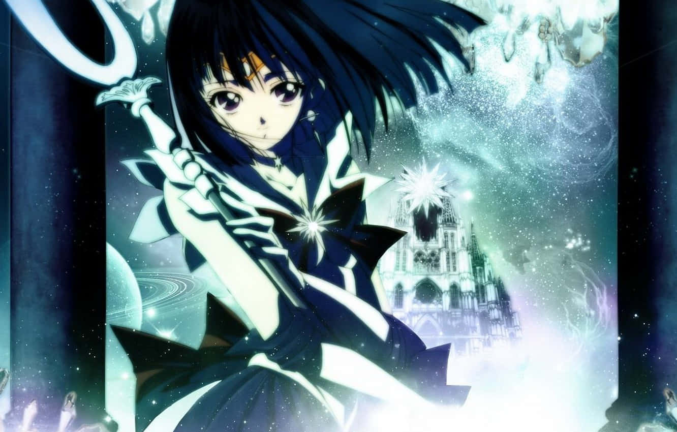 Sailor Saturn, black and white outfit, glowing sword, HD Desktop Wallpaper