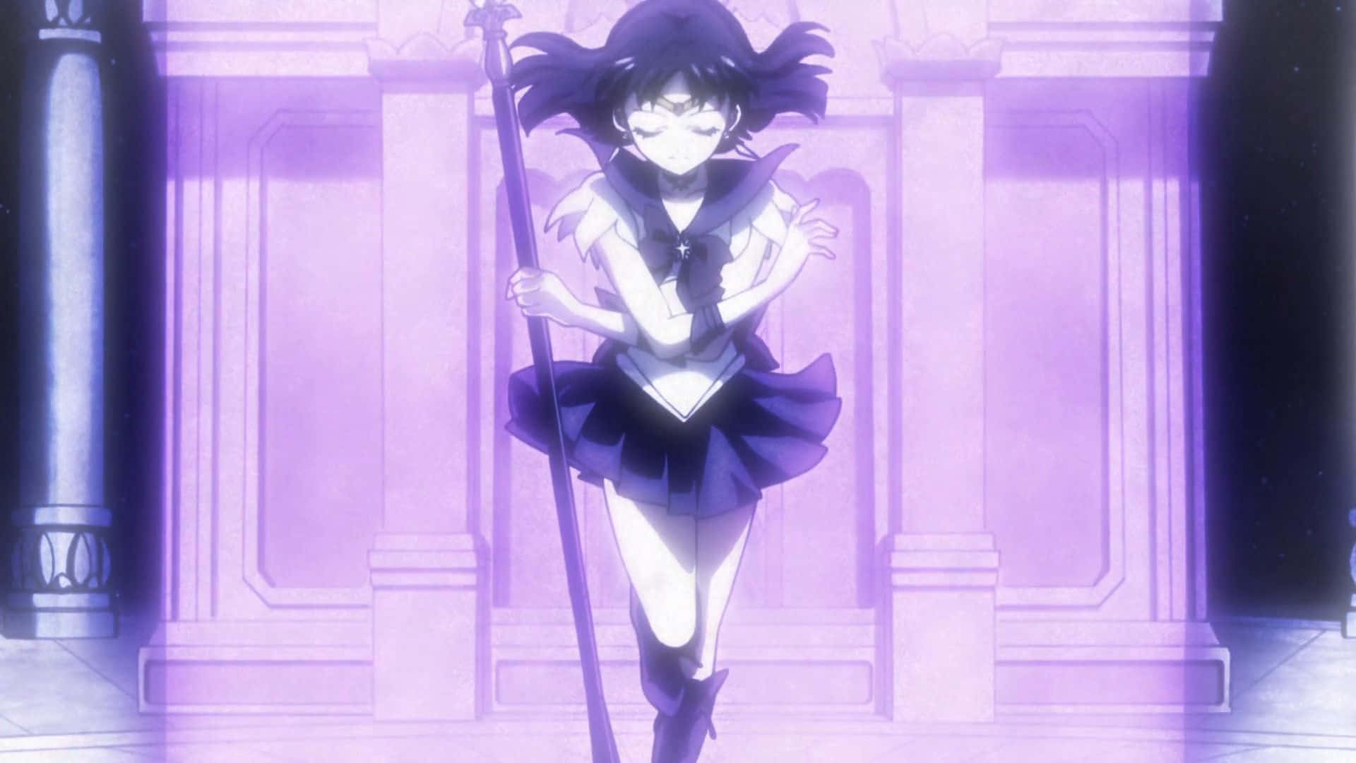 Sailor Saturn, purple-haired anime girl, sailor uniform, Full HD Desktop Wallpaper