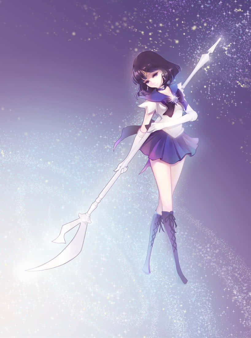 Sailor Saturn, purple-haired anime girl, sailor uniform, SD Phone Wallpaper