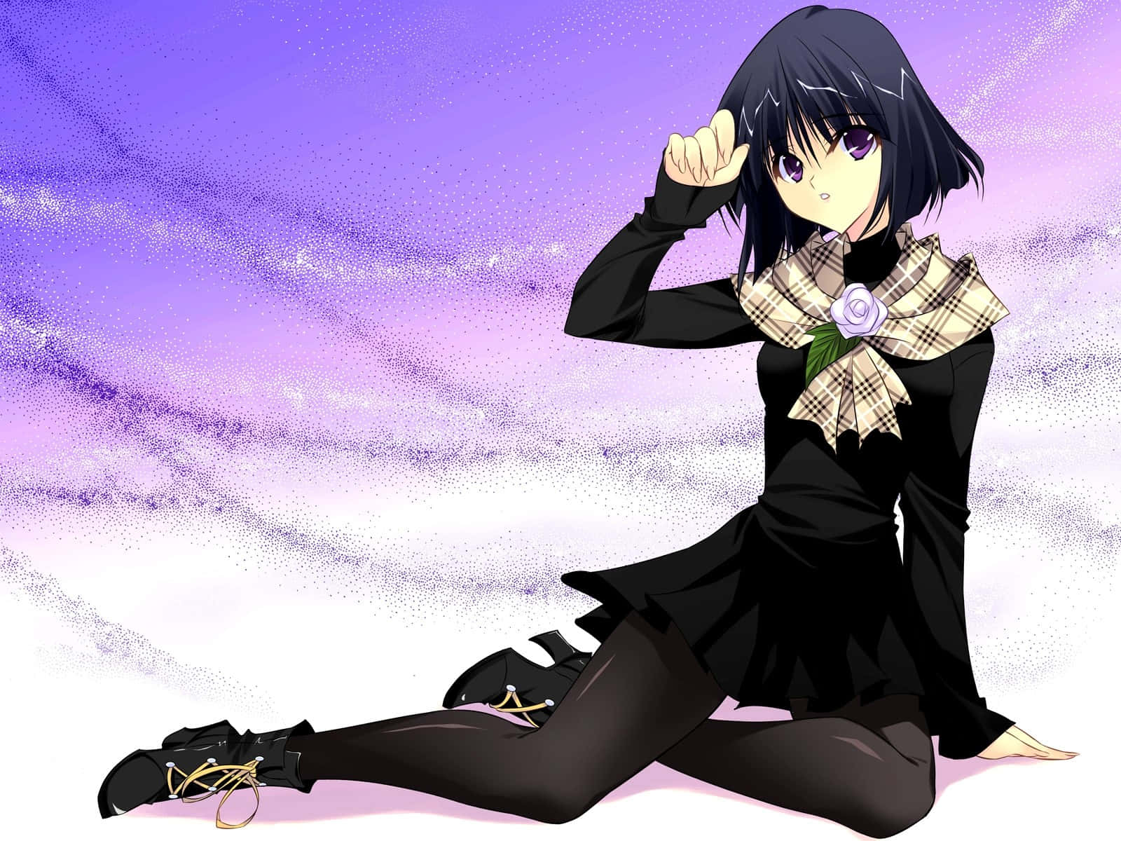 Sailor Saturn, black-haired anime girl, black outfit, HD Desktop Wallpaper