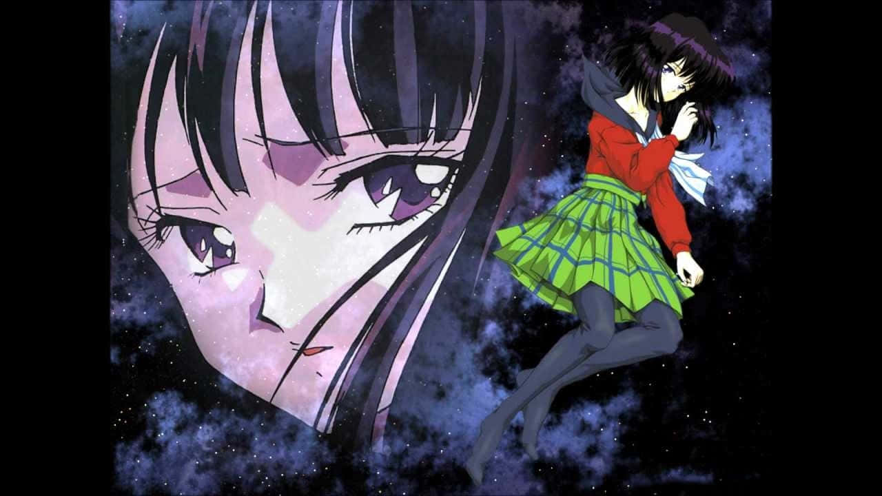 Sailor Saturn, red top, green plaid skirt, HD Desktop Wallpaper