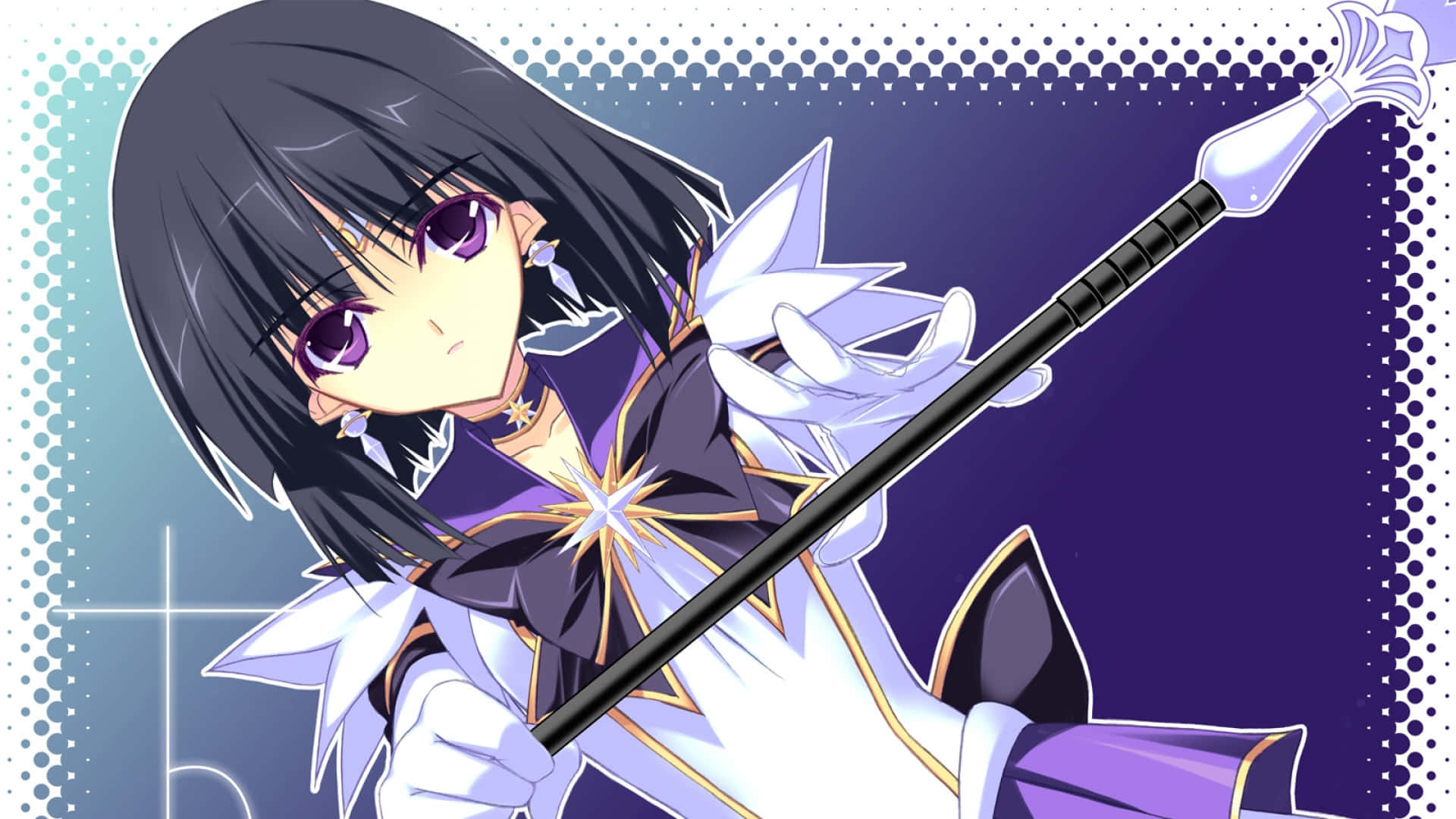 Sailor Saturn, purple eyes, black hair, Full HD Desktop Wallpaper