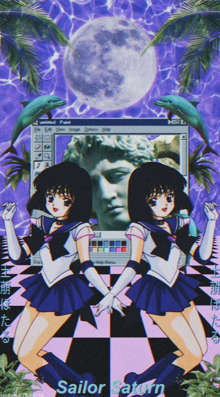 Sailor Saturn, cute retro anime aesthetic, sailor uniforms, HD Phone Wallpaper