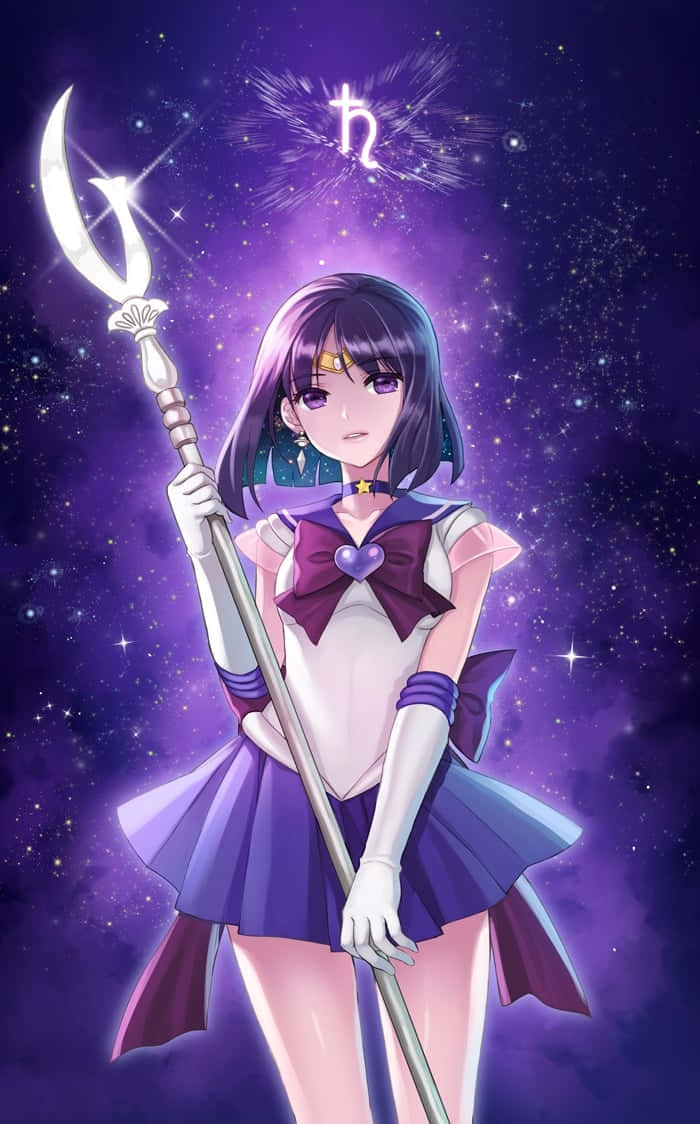 Sailor Saturn, purple-haired, sailor uniform, SD Phone Wallpaper