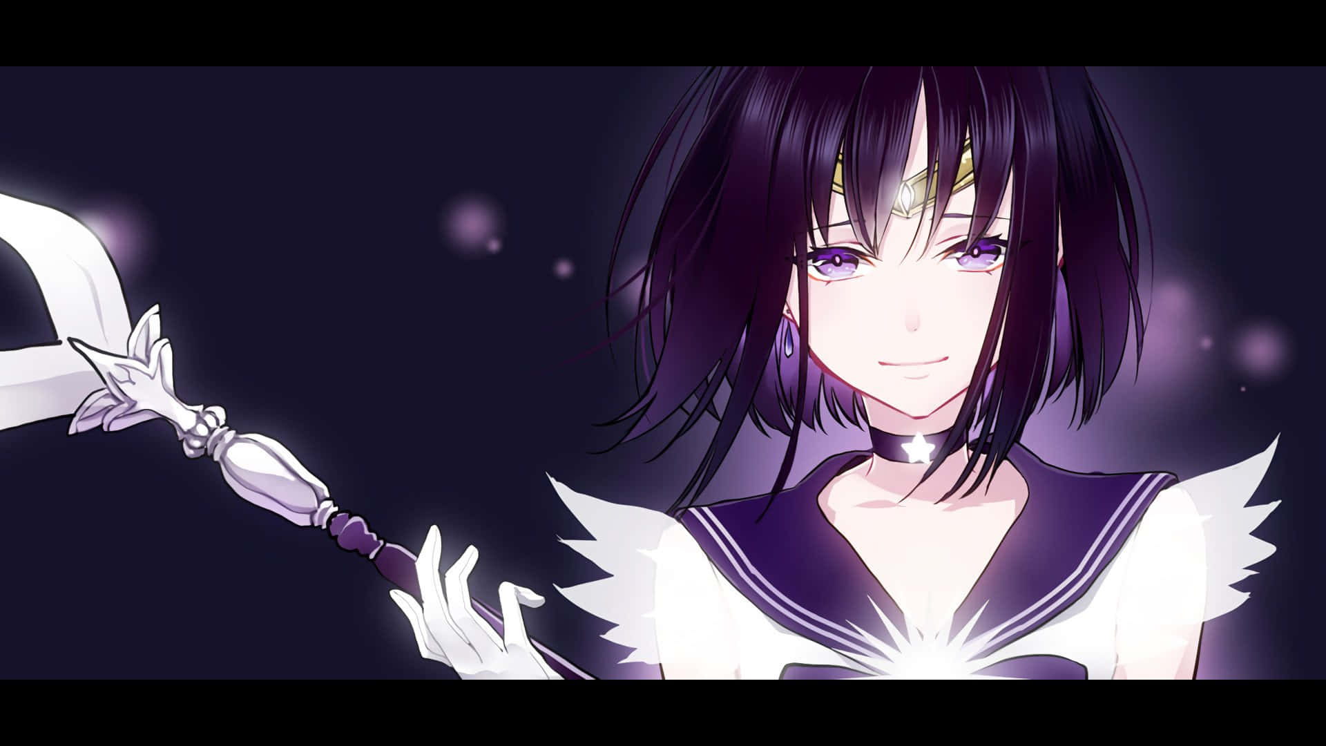 Sailor Saturn, anime girl, dark hair, Full HD Desktop Wallpaper