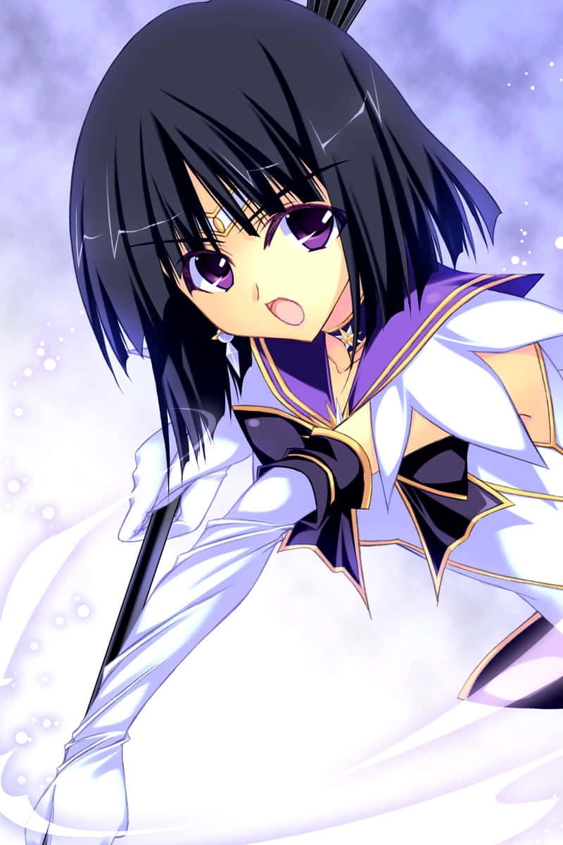 Sailor Saturn, black hair, purple eyes, SD Phone Wallpaper