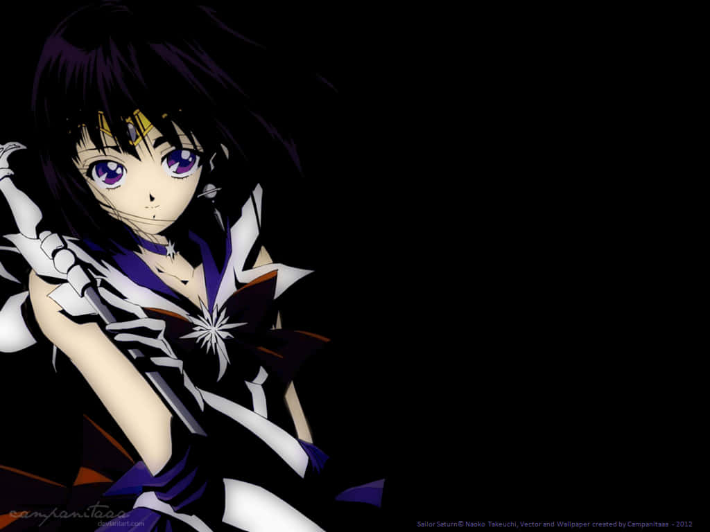 Sailor Saturn, purple eyes, dark hair, SD Desktop Wallpaper