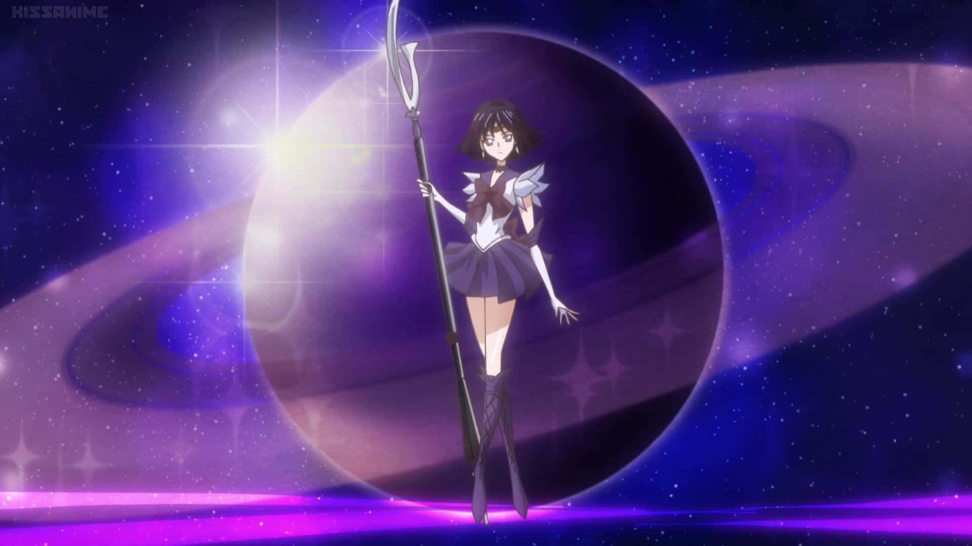 Sailor Saturn, sailor uniform, trident, Full HD Desktop Wallpaper