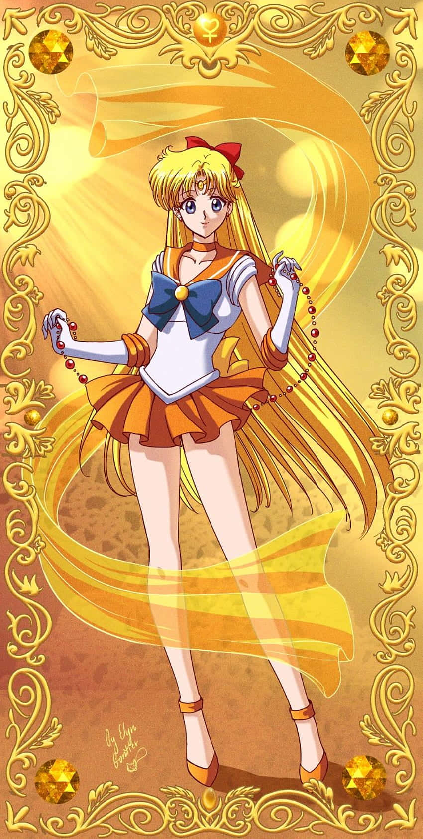 Sailor Venus, sailor uniform, golden framed, HD Phone Wallpaper