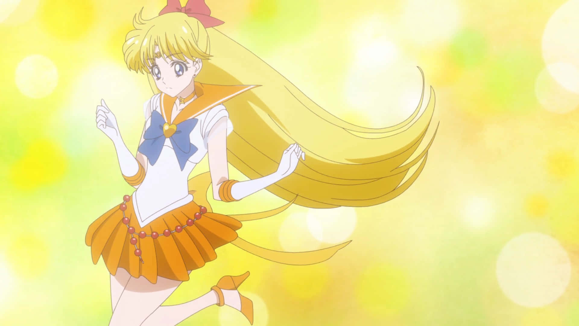 Sailor Venus, long blonde hair, sailor outfit, Full HD Desktop Wallpaper