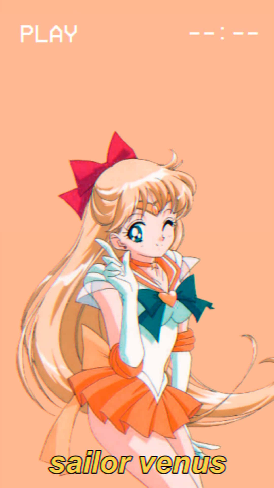 Sailor Venus, peach background, game UI elements, Full HD Phone Wallpaper