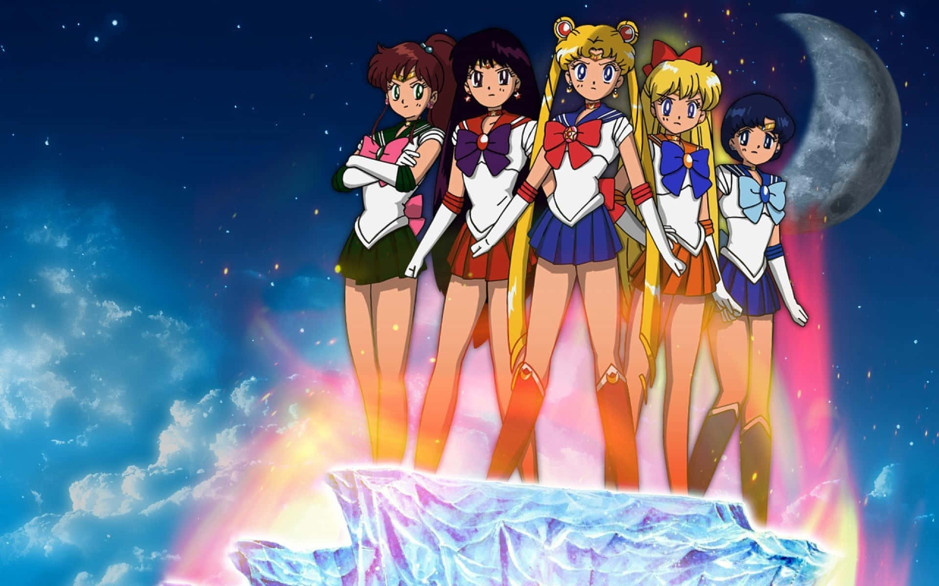 Sailor Venus, sailor uniforms, glowing crystal platform, Full HD Desktop Wallpaper