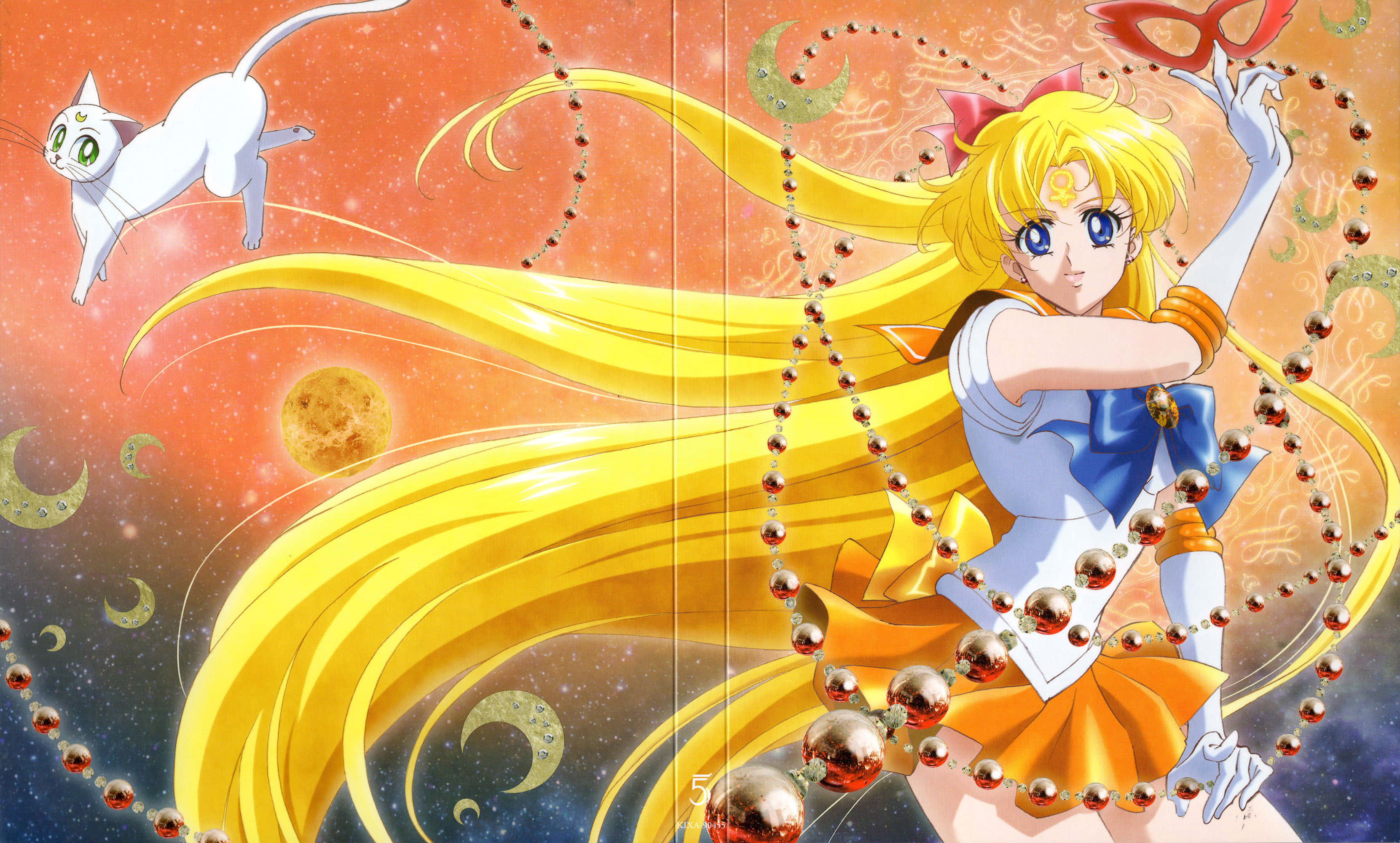 Sailor Venus, golden hair, red mask, 2K Desktop Wallpaper