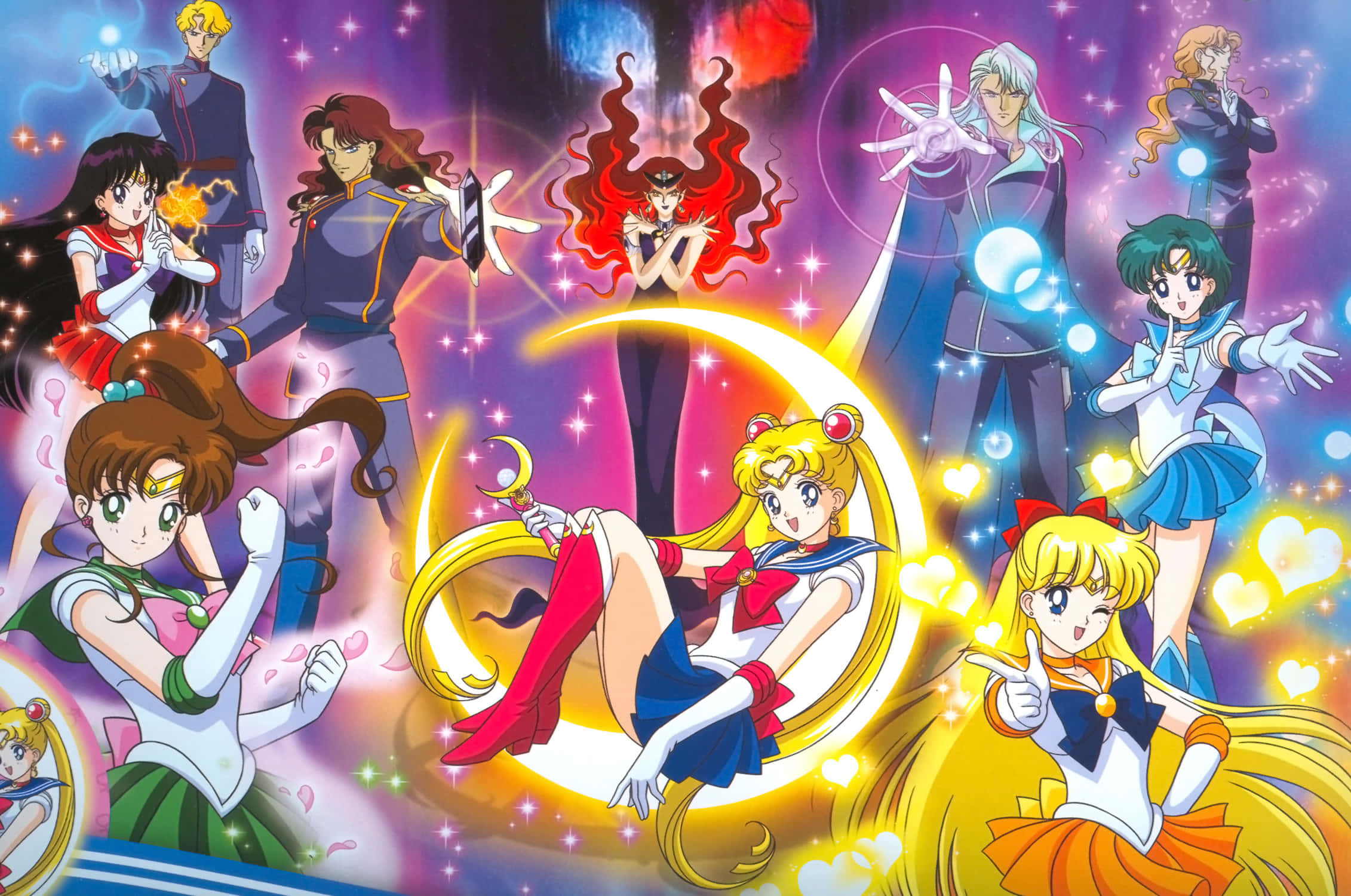 Sailor Venus, cosmic energy, glowing crescent moon, Full HD Desktop Wallpaper