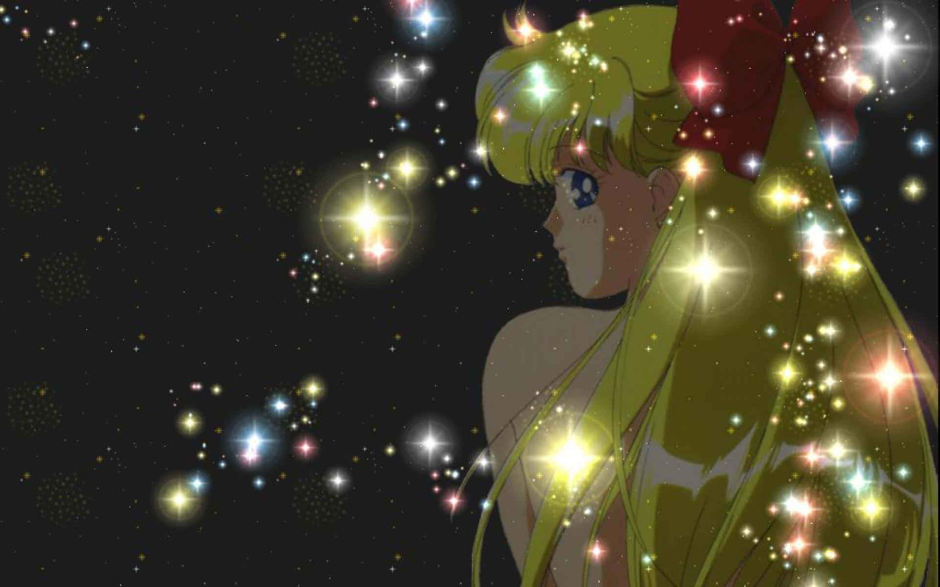 Sailor Venus, golden hair, red bow, Full HD Desktop Wallpaper
