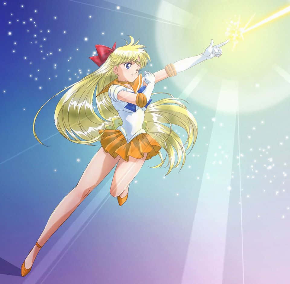Sailor Venus, glowing star-themed outfit, sailor uniform, SD Desktop Wallpaper