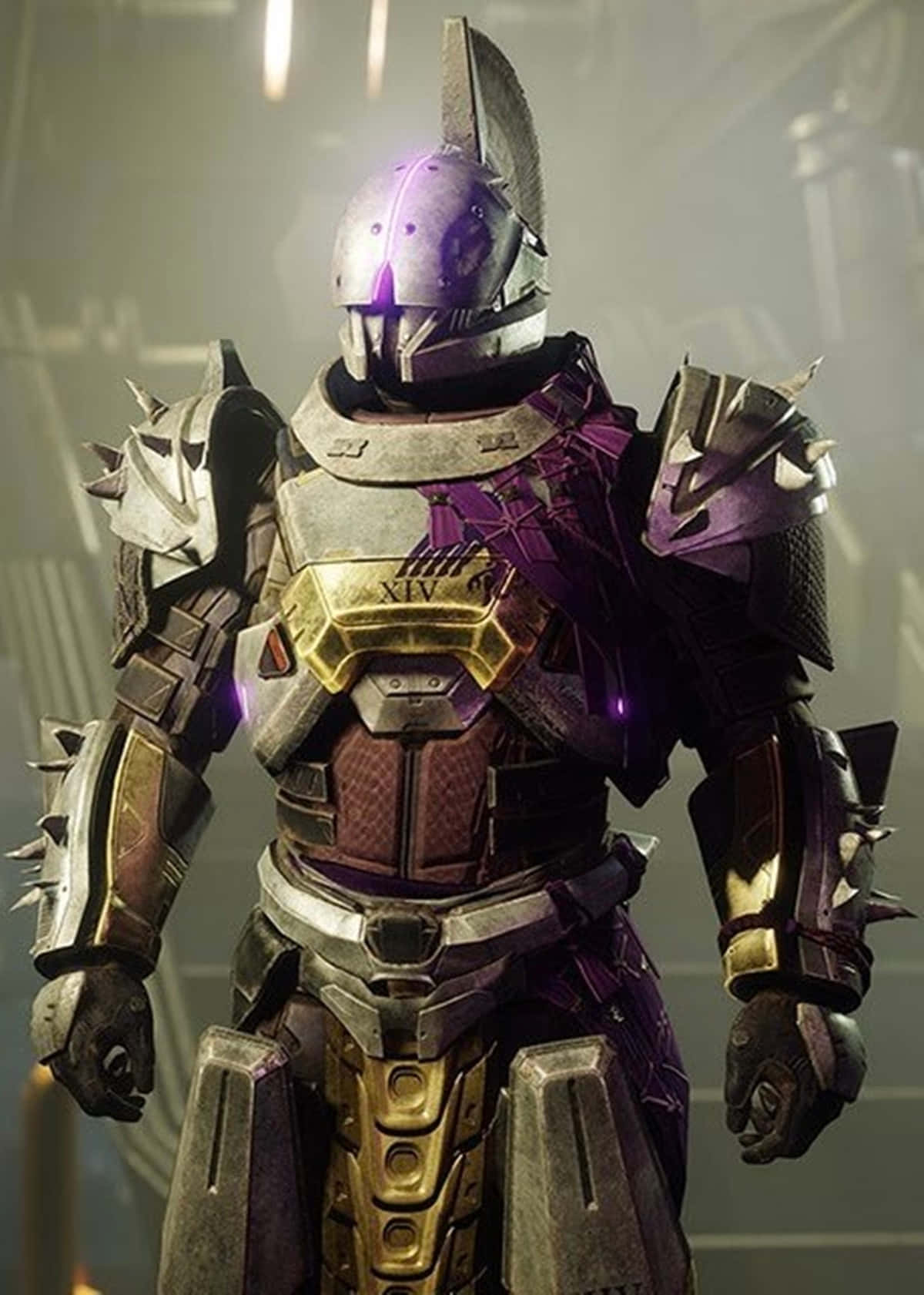 Saint-14, purple gold and silver armor, futuristic warrior, HD Phone Wallpaper