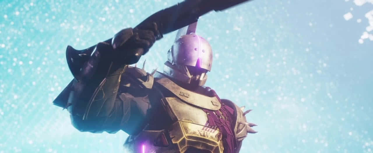 Saint-14, golden and purple armor, massive black sword, HD Desktop Wallpaper