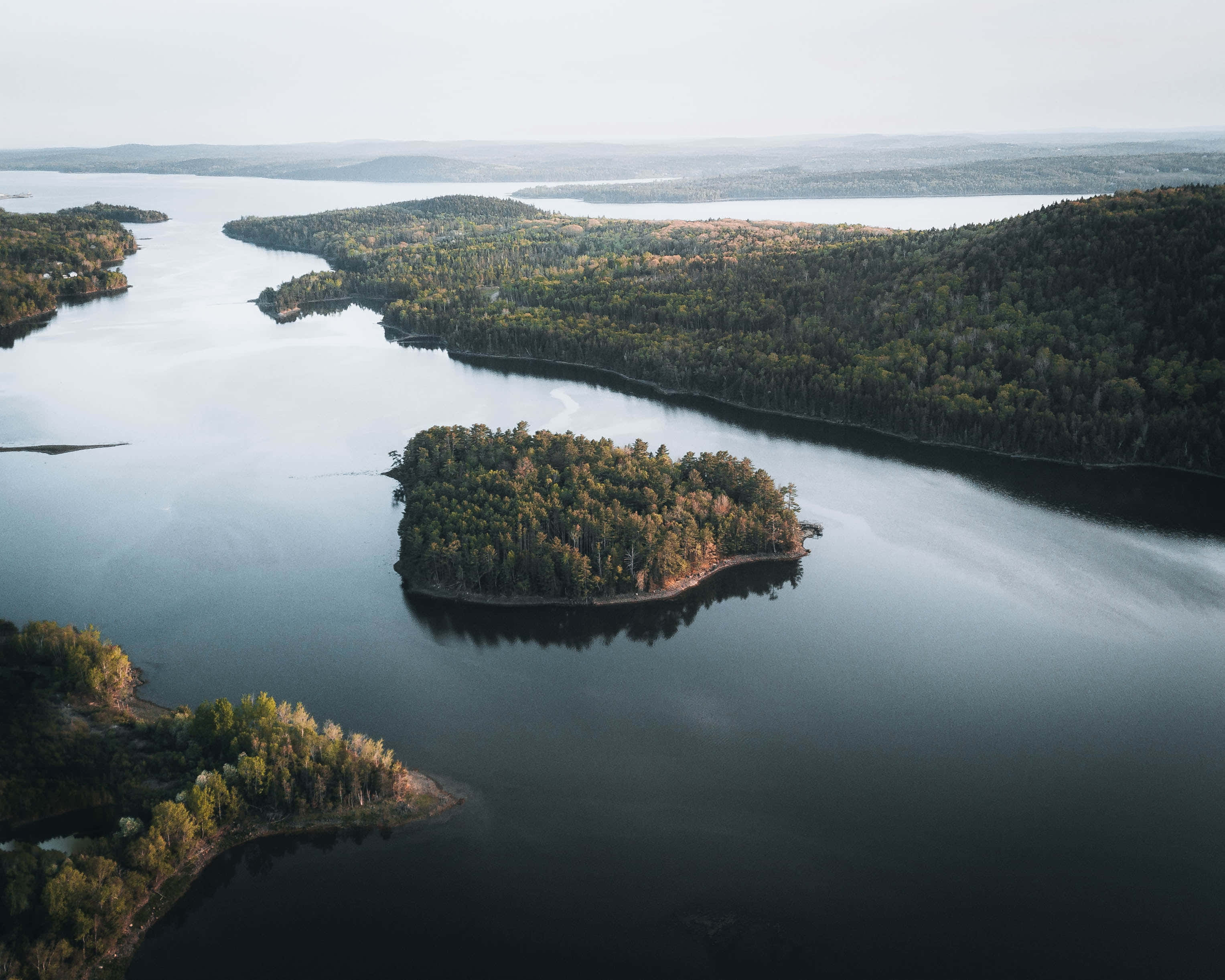 Saint John Canada, aerial view, serene lake, 2K Desktop Wallpaper