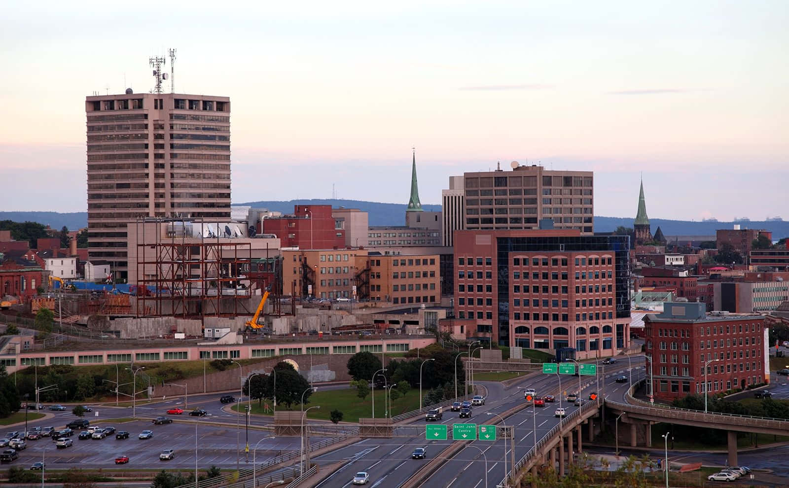 Saint John, Canada, dusk, tall buildings, HD Desktop Wallpaper