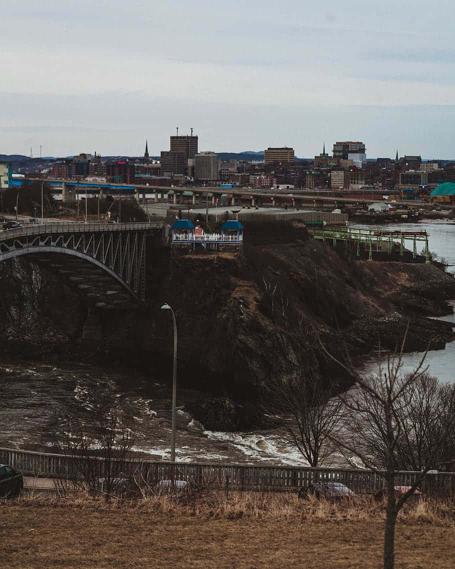 Saint John, steel arch bridge, rushing river, SD Phone Wallpaper