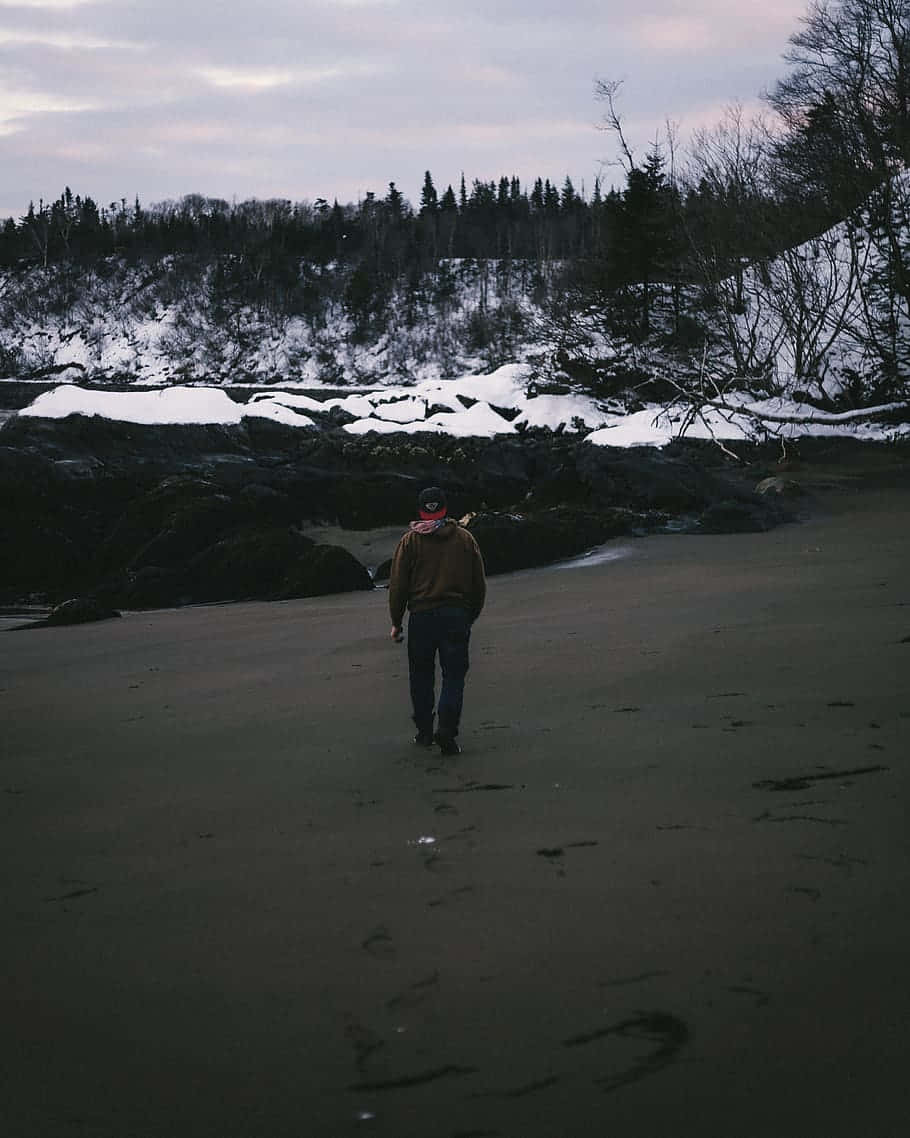 Saint John, winter beach walk, snowy beach, SD Phone Wallpaper