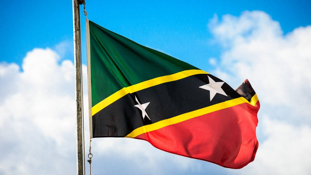 Saint Kitts and Nevis, national flag, bright blue sky, SD Desktop Wallpaper