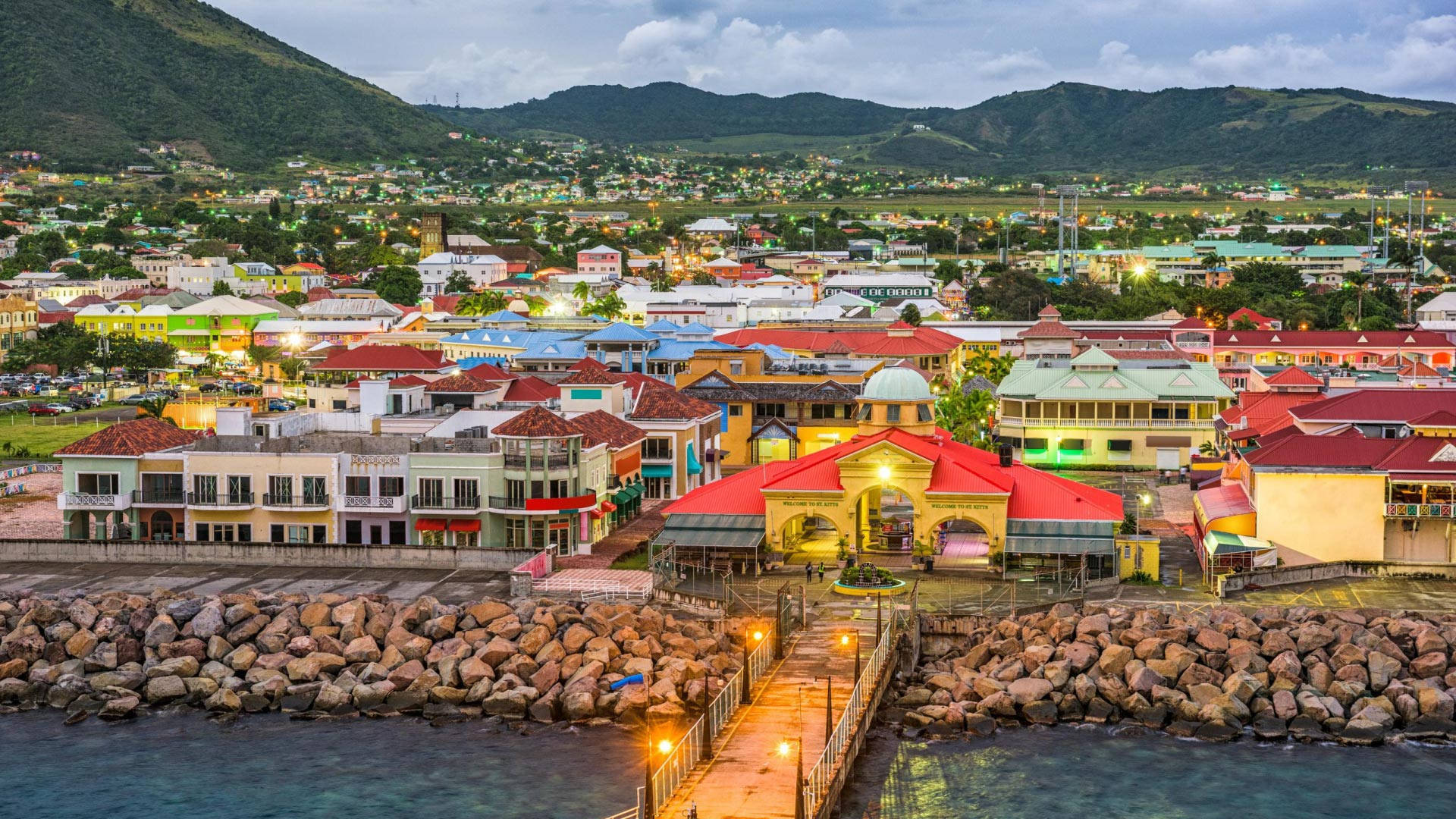 Saint Kitts And Nevis, city view, coastal town, Full HD Desktop Wallpaper