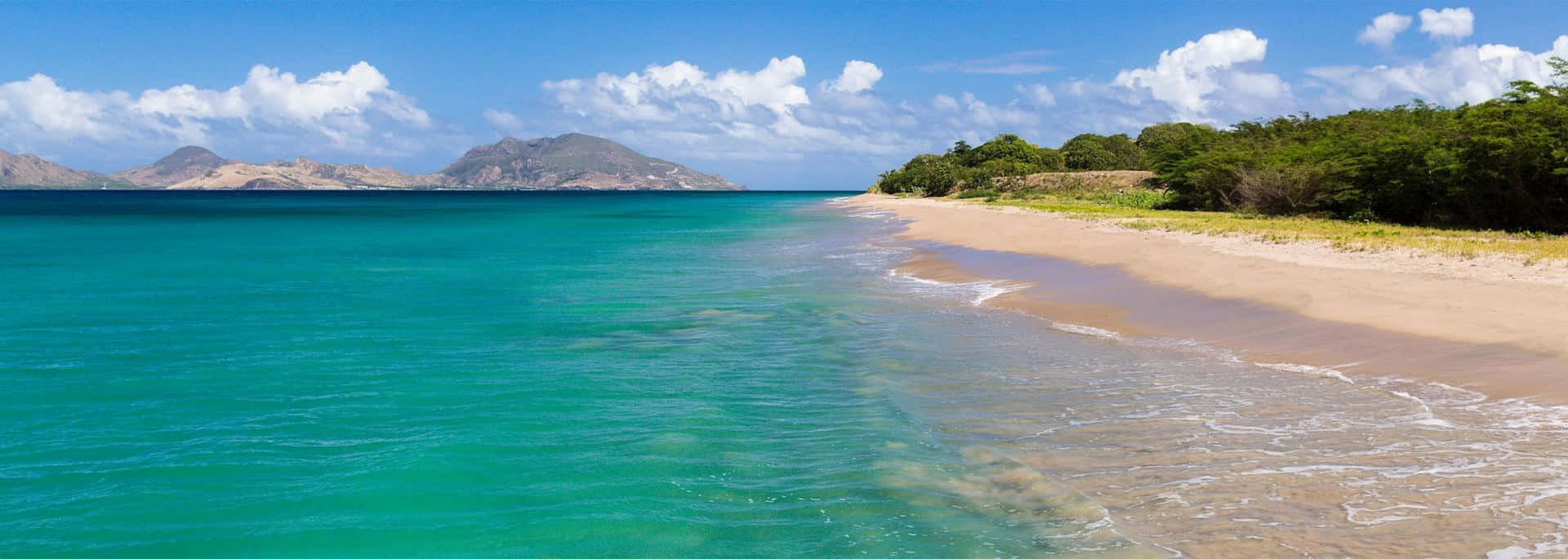 Saint Kitts Nevis, tropical beach, turquoise ocean, Full HD Desktop Wallpaper