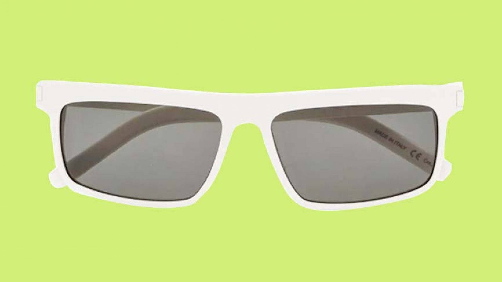 Saint Laurent, grey rectangular men's sunglasses, white-framed, Full HD Desktop Wallpaper