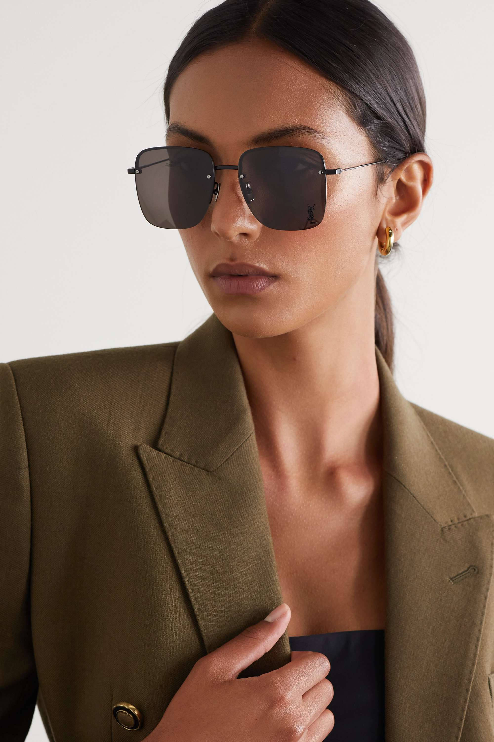 Saint Laurent, square frame, women's eyewear, 2K Phone Wallpaper