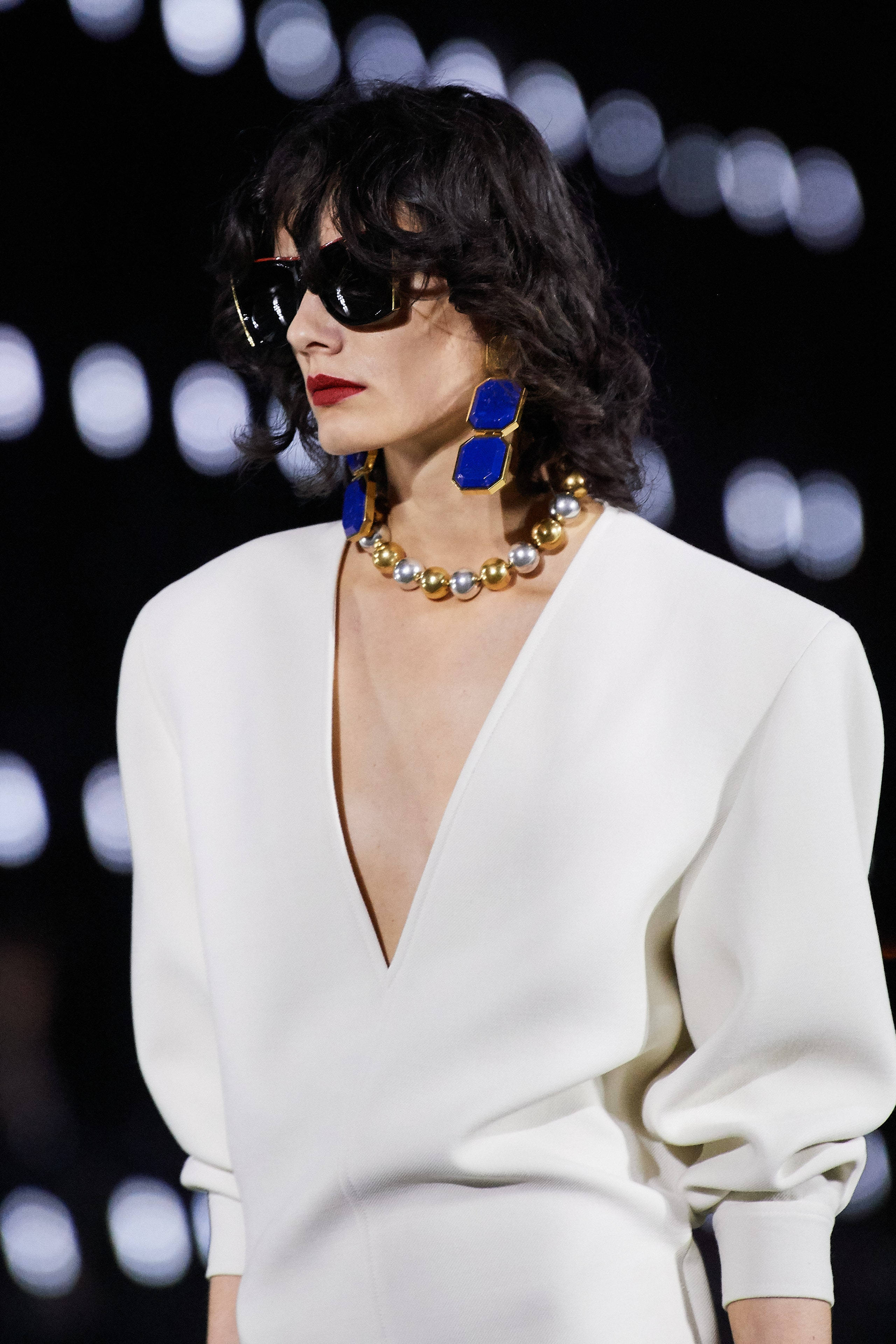 Saint Laurent, spring 2022 collection, white gown, 4K Phone Wallpaper