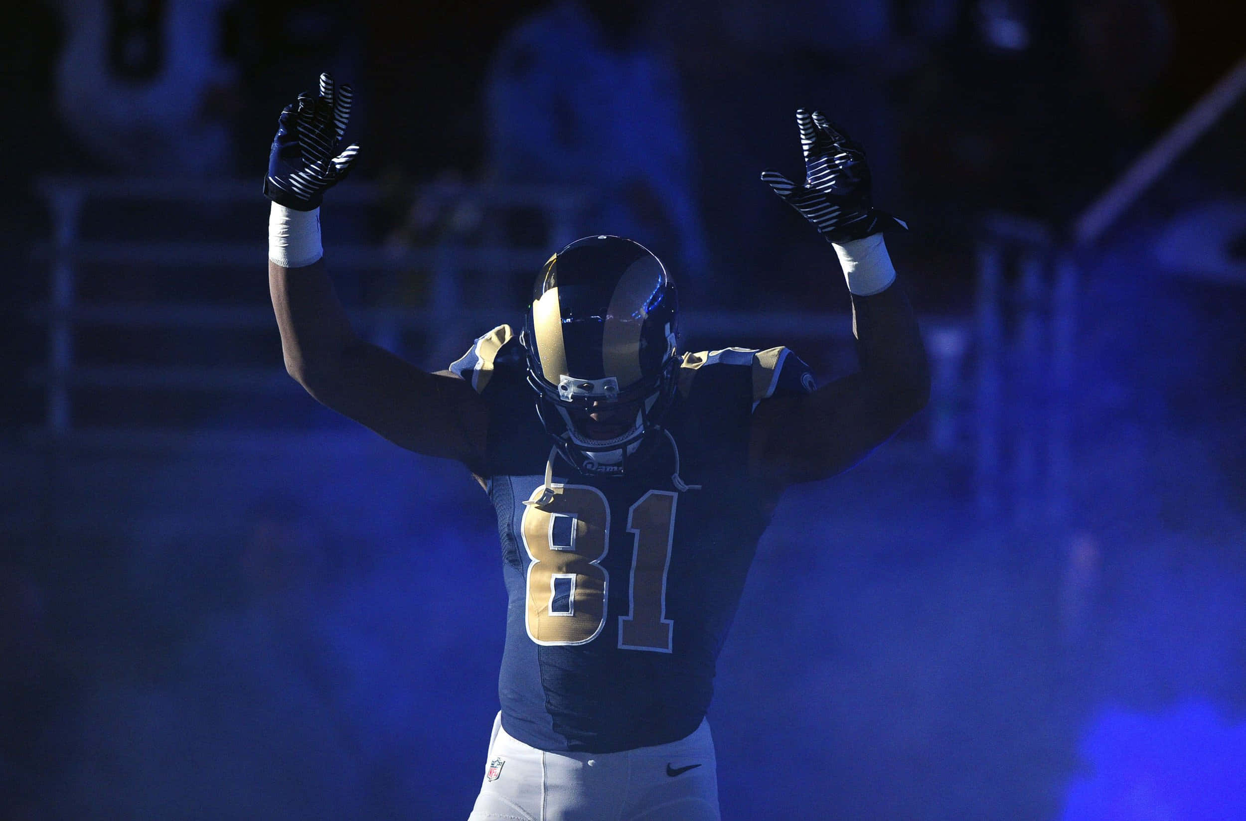 Saint Louis Rams, blue and gold uniform, number 81, Full HD Desktop Wallpaper
