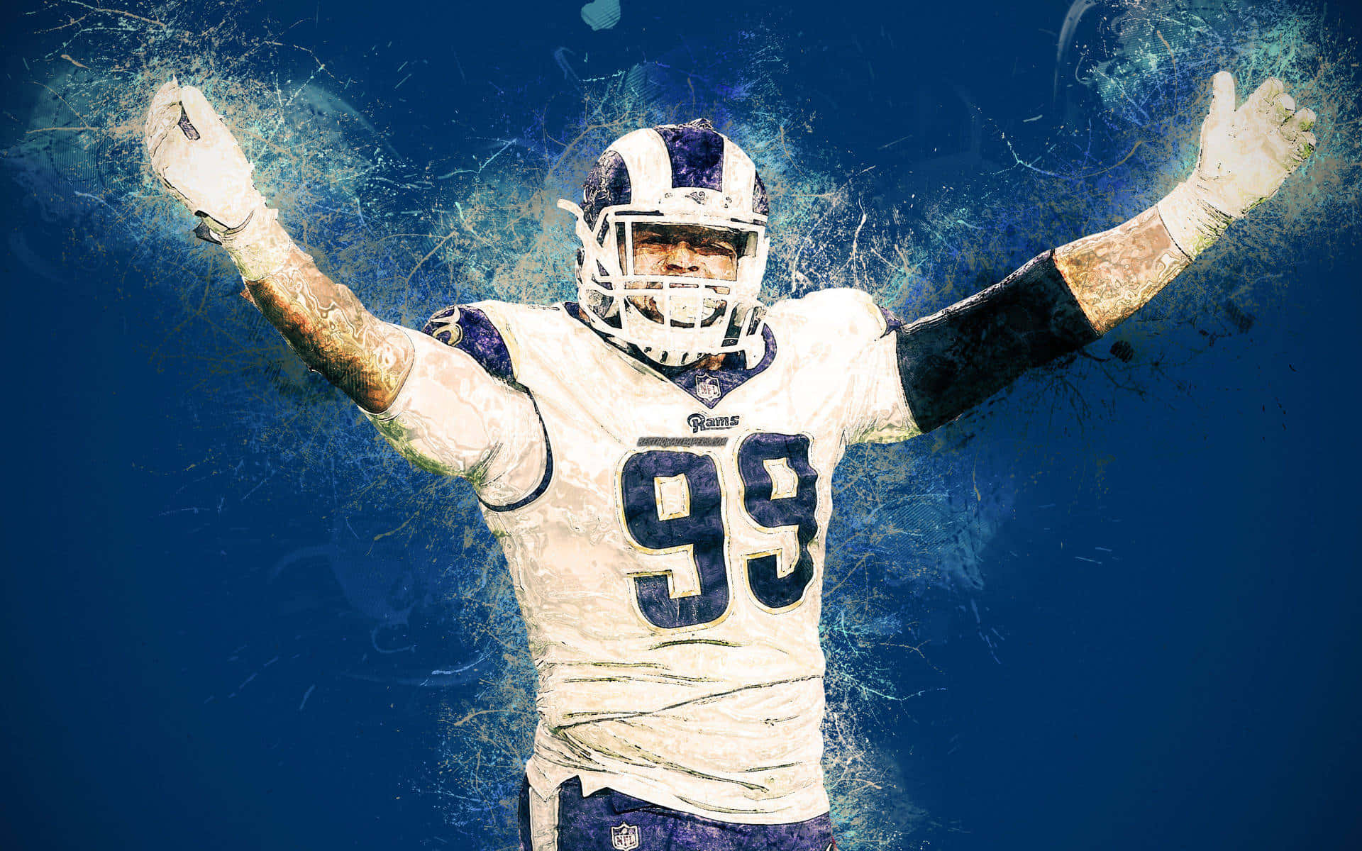 Saint Louis Rams, white Rams jersey, number 99, Full HD Desktop Wallpaper