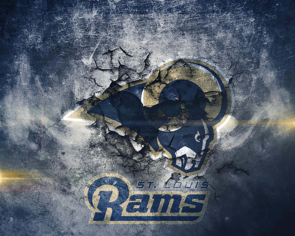 Saint Louis Rams logo, blue wall, gold accents, SD Desktop Wallpaper