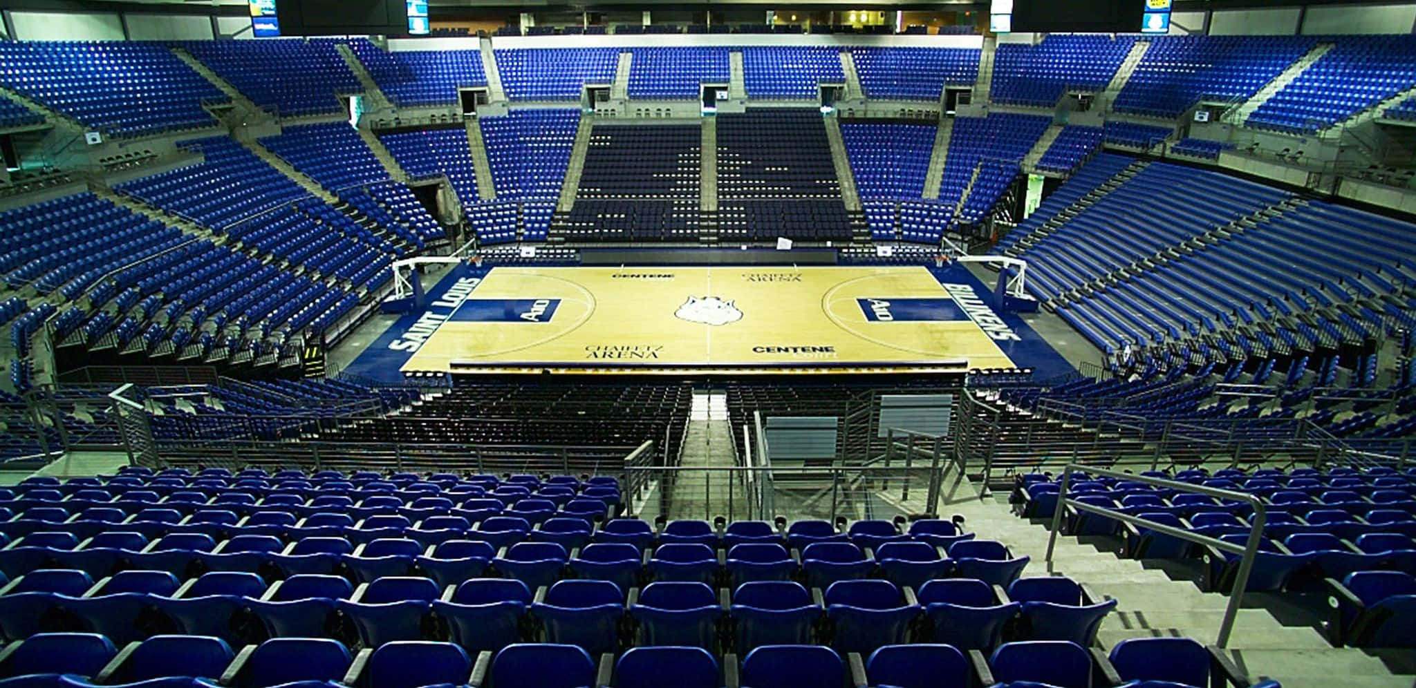 Saint Louis University, basketball stadium, blue seats, Full HD Desktop Wallpaper