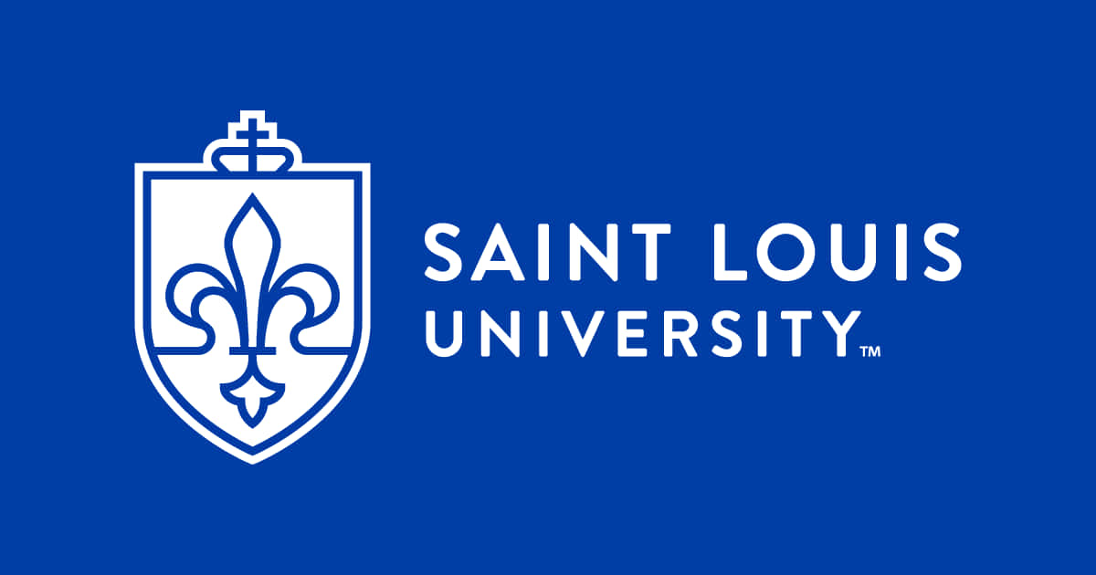 Saint Louis University, fleur-de-lis shield, blue background, SD Desktop Wallpaper
