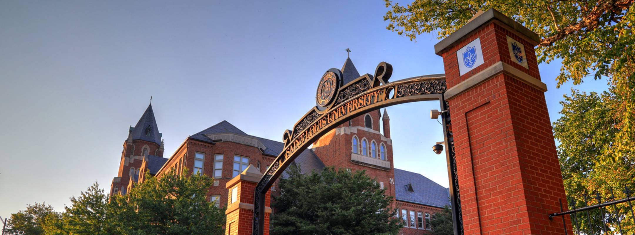 Saint Louis University, brick arch, ornate metalwork, Full HD Desktop Wallpaper
