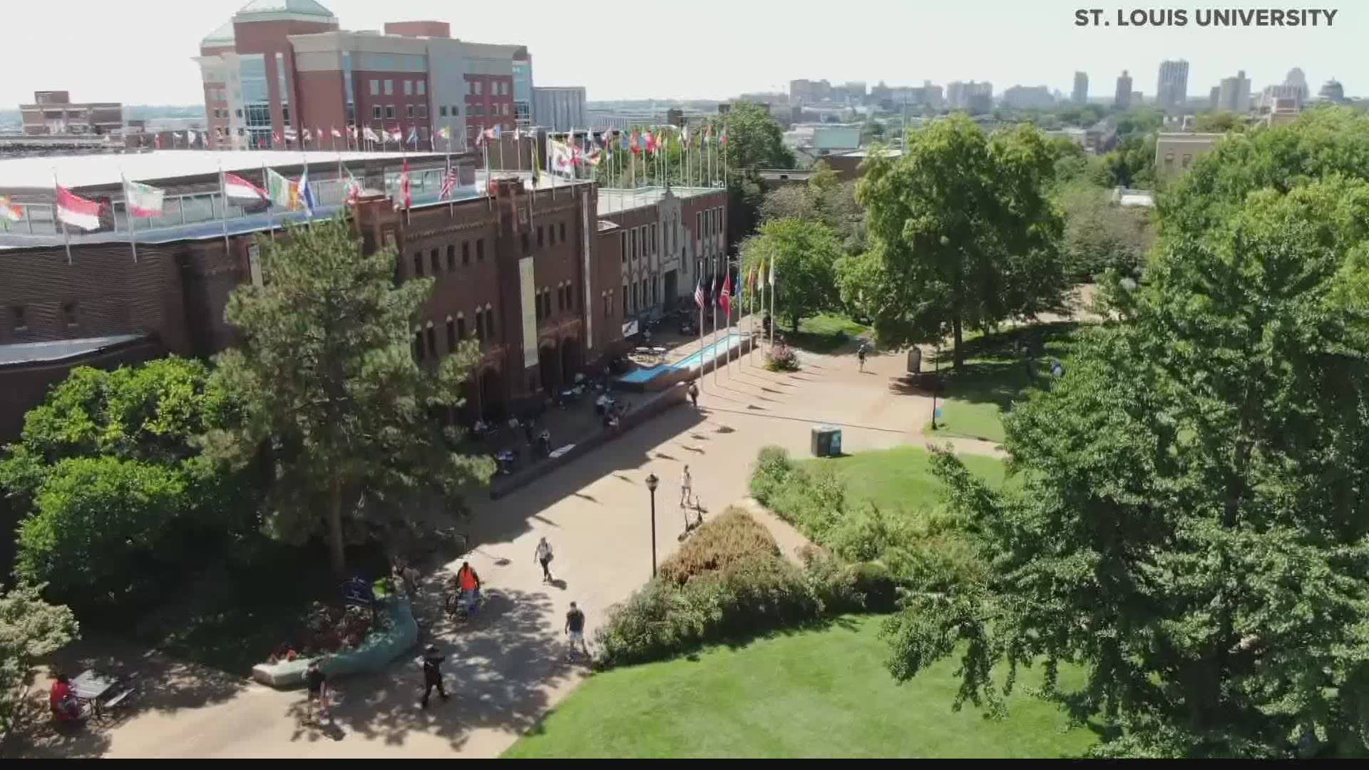 Saint Louis University, aerial view, brick buildings, Full HD Desktop Wallpaper