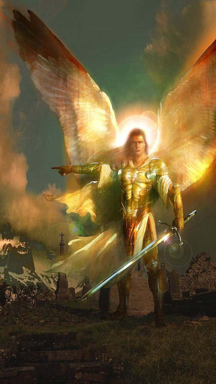 Saint Michael, golden wings, armor, HD Phone Wallpaper