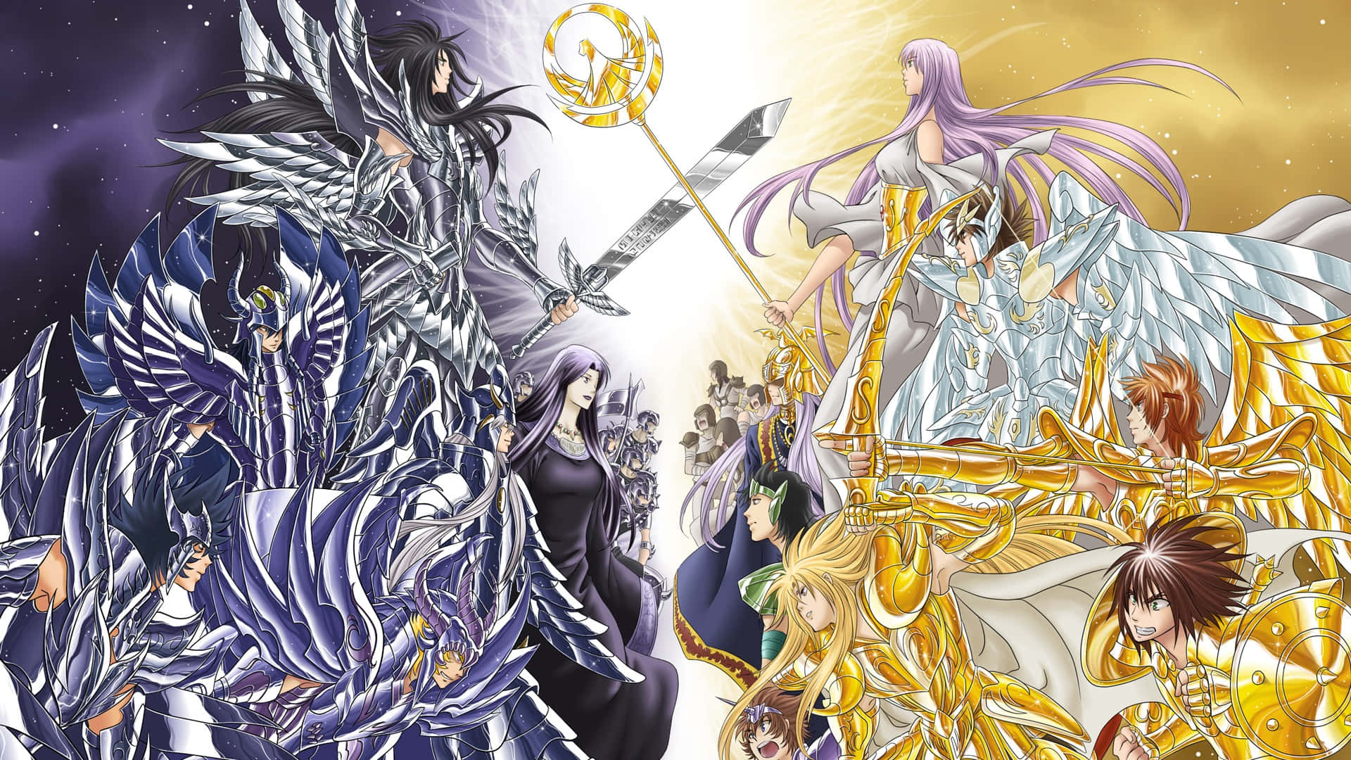 Saint Seiya Hades, silver armor, gold armor, Full HD Desktop Wallpaper