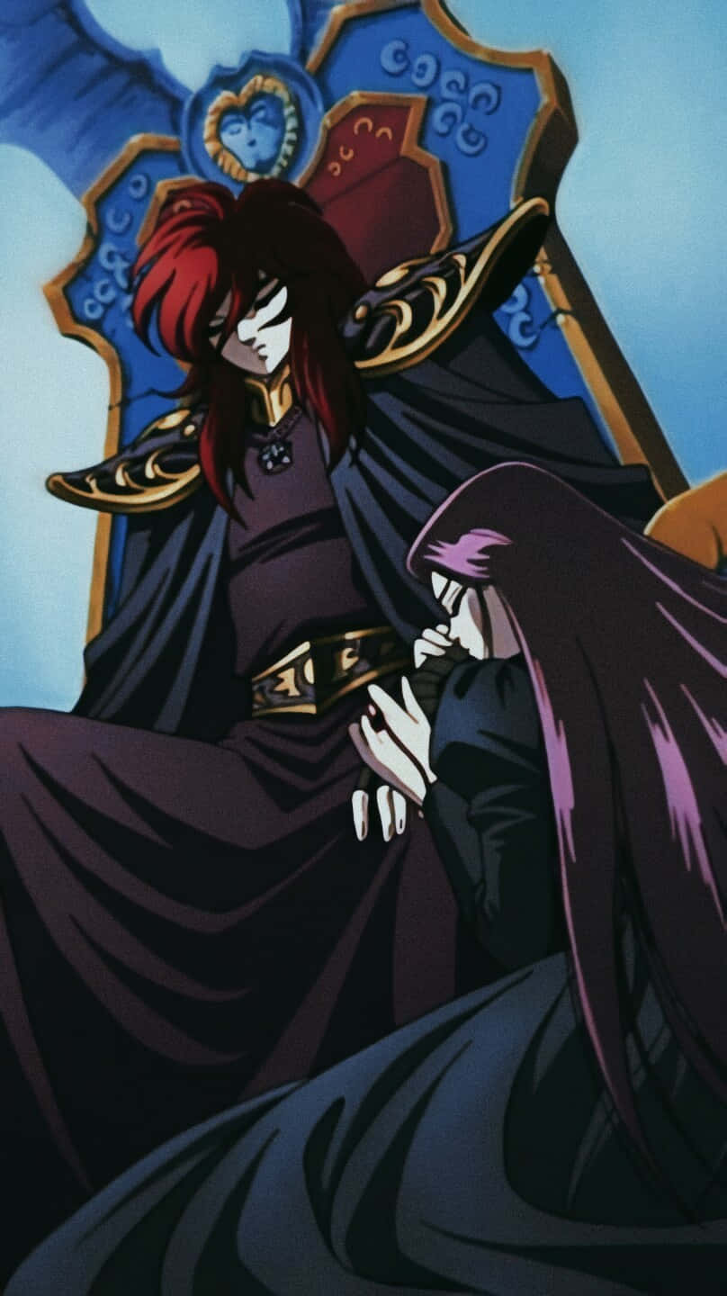 Saint Seiya Hades, throne room, red hair, HD Phone Wallpaper