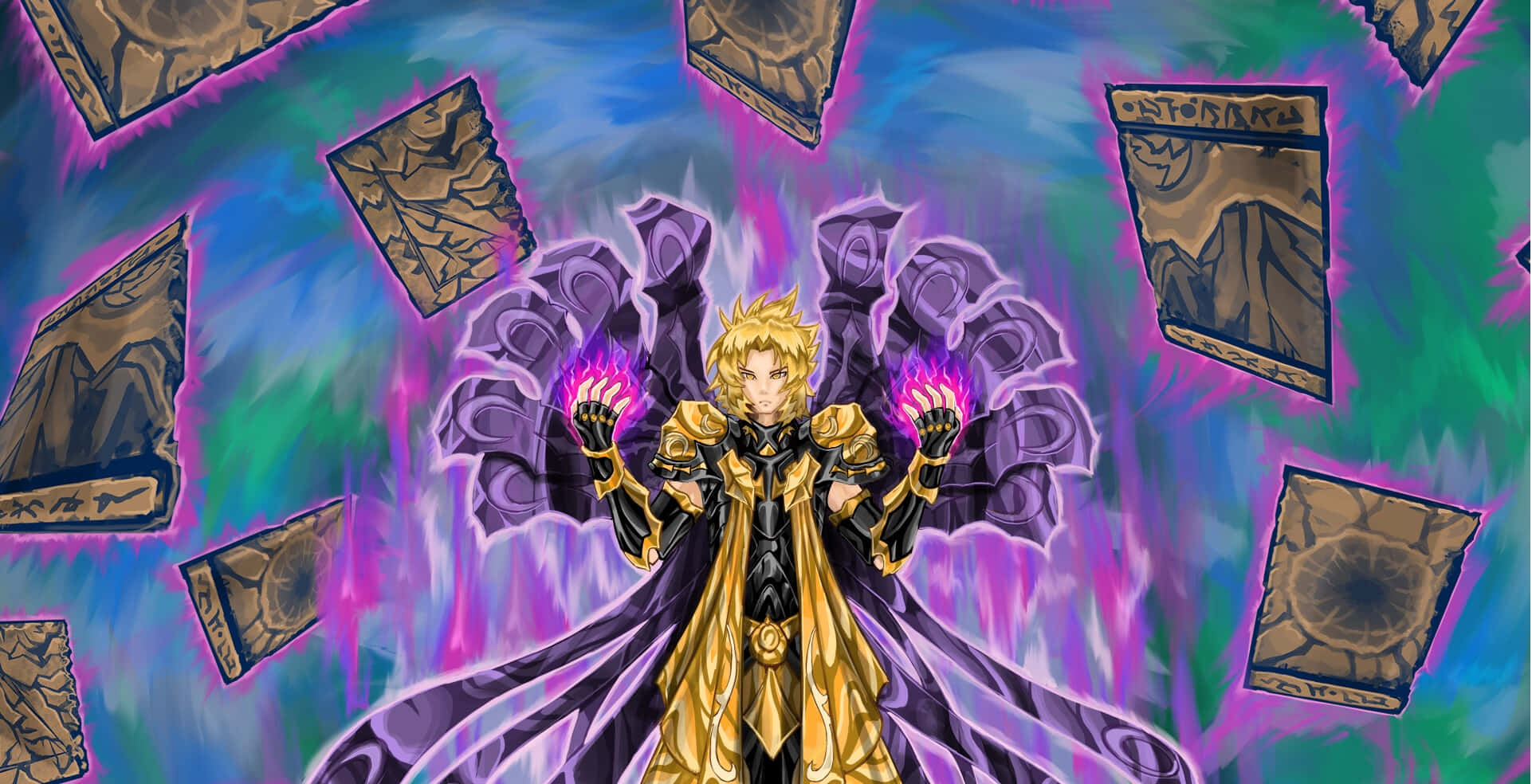 Saint Seiya Hypnos, golden-armored anime warrior, blonde hair, Full HD Desktop Wallpaper