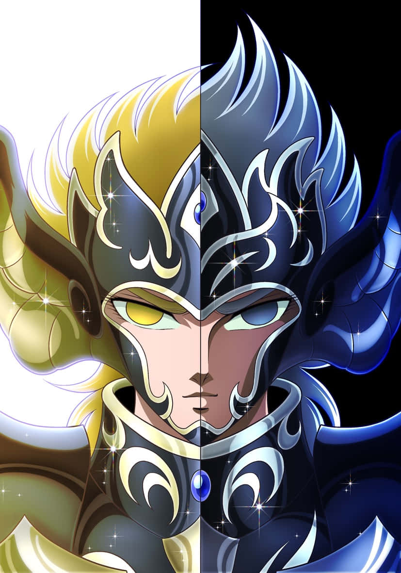 Saint Seiya Hypnos, split personality art, golden half, SD Phone Wallpaper