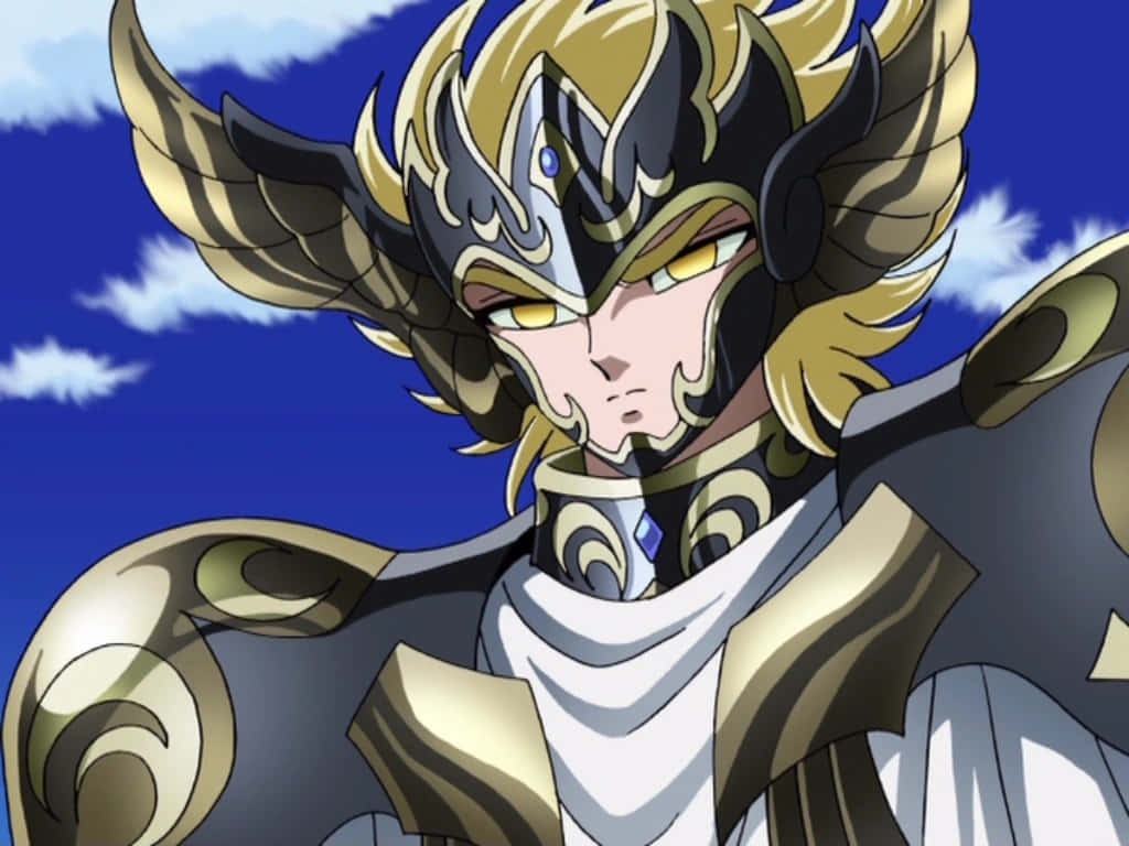 Saint Seiya Hypnos, golden armored anime warrior, winged helmet, SD Desktop Wallpaper