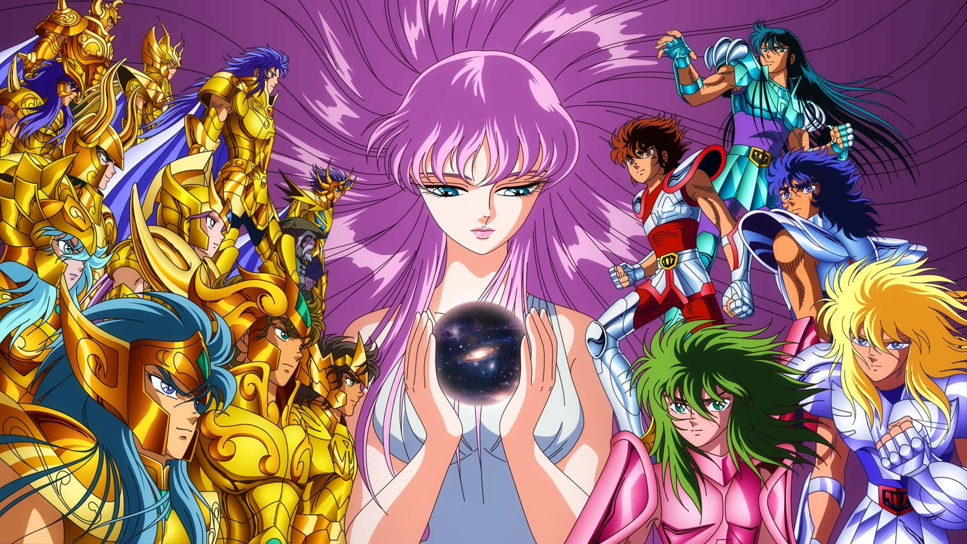 Saint Seiya, purple hair, cosmic orb, Full HD Desktop Wallpaper